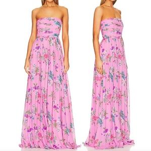 Elegant Floral Strapless Maxi Dress